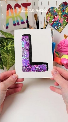 Creative and Beautiful Letter “L” with Glitter Art Technique ✨ #shorts