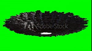 UFO, rotating flying saucer with extraterrestrial visitors, high detail alien spaceship isolated on green screen background, 4k loop