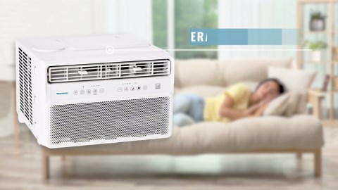 Keystone 14,000 BTU Window Mounted Inverter Air Conditioner with Quiet, High Efficiency Operation and Remote, Window AC Unit for Apartment, Living Room, Bedroom, Large Rooms up to 650-Sq. Ft.