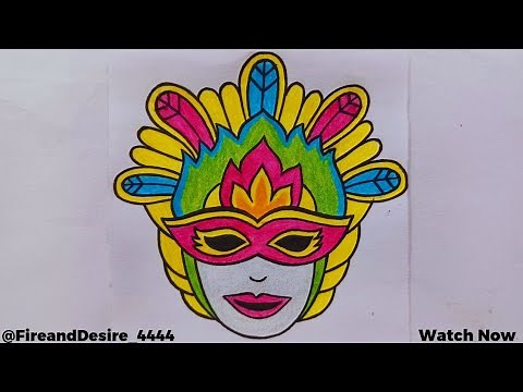 How to draw masskara festival step by step | Easy face mask drawing