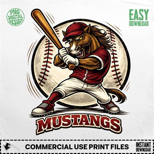Baseball Mustang Mascot Png, School Little Baseball League Png Design, Sport Mascot Png, Team Logo, Digital Download, Baseball Lover Gift - Etsy
