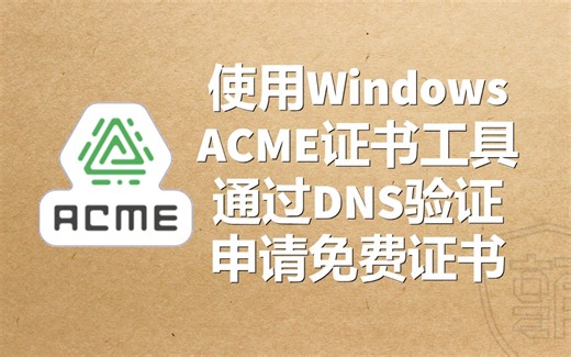使用Windows ACME证书工具，通过DNS验证申请免费证书