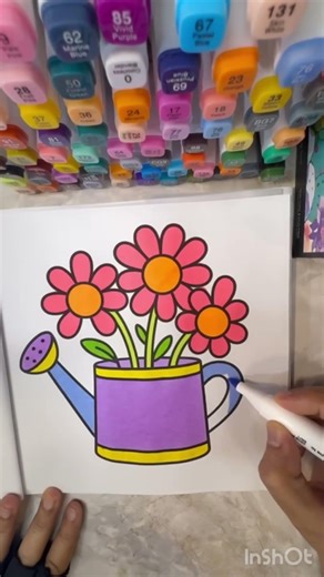 Coloring Flowers in a Pot 🌸 Easy Cute Flower Coloring Page
