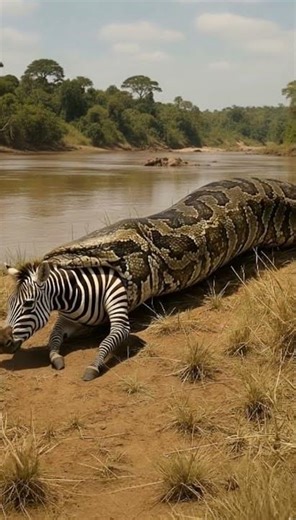 Python is Swallowing the Zebra. 🐍🦓 #python #zebra