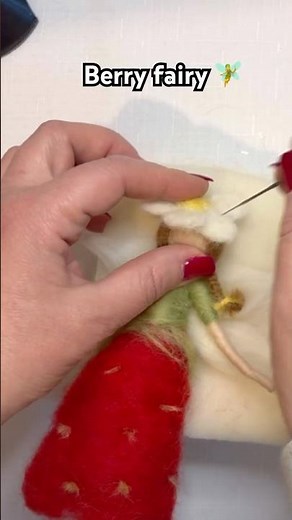 Needle Felted Fairy Doll 🌿 Handmade Wool Art (Strawberry Theme) #needlefelting #fairy #diycraft