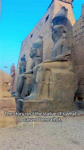 These statues weren’t just art. The carvings at the base tell a different story — power, hierarchy, and control. Ancient Egypt didn’t hide its messages. They carved them in stone for everyone to see. Look closely. The details matter. #UnlockEgyptTours #AncientEgypt #HiddenHistory #EgyptMysteries #HistoryTok