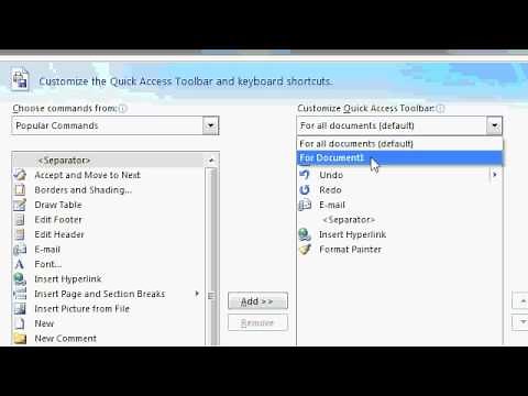 Microsoft Word 2007 - Customizing the Quick Access Toolbar