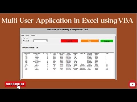 Multi User Application in Excel using VBA. #Excel #VBA and #sql