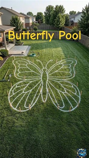 Building an Incredible Butterfly Shaped Swimming Pool in Backyard 🦋 #shorts #poolconstruction