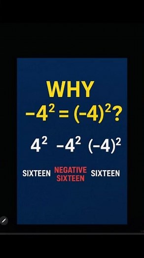 Why -4² Isn’t the Same as (-4)²! | The Power of Parentheses 🔢✨ #MathShorts #LearnWithMe #MathTricks