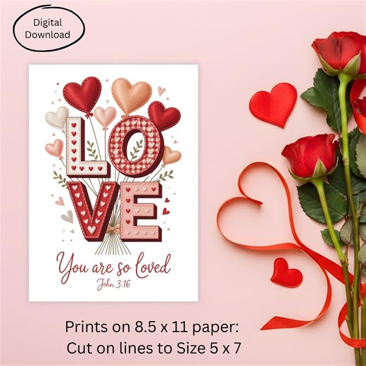 Christian Valentine’s Day Card Digital Download | LOVE Typography John 3:16 | 7x9 Printable - Etsy