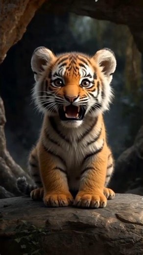 cute tiger roaring😡!! cute animals shorts!! #ytshorts #shortvideo #cartoon #cutebaby