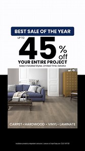 74K views | For a limited time, get up to 45% OFF during Empire's Best Sale of the Year. Choose from over dozens of select styles of installed carpet & flooring for your home. | Empire Today | Facebook