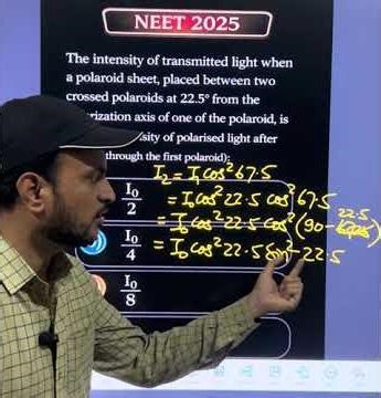 The intensity of transmitted light when a Polaroid sheet placed between two crossed Polaroids at22.5