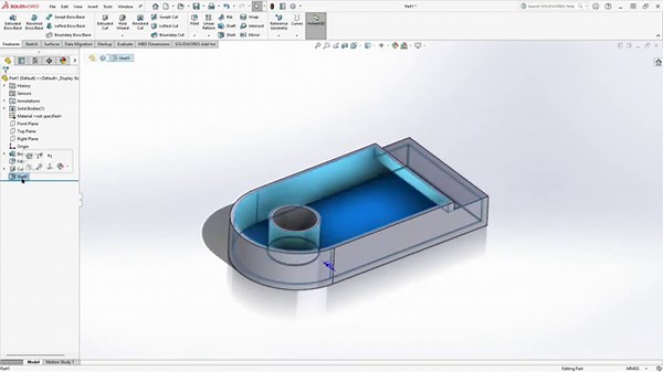 SolidWorks 2025 Tutorial for Beginners - Exercise 14 Shell and Full Round Fillet