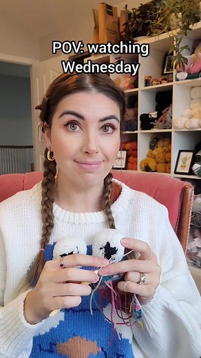 955K views · 5.5K reactions | Don't let the Cookie Monster sweater fool you  .... Are crocheters scrappy?? Yes. Would they be good in a fight? For sure! Look at all of their weapons!! But then you'd just have to yell 'OMG LOOK A YARN SALE!!' really loud, or remind them of all of their unfinished projects, and they WILL unravel. So maybe Wednesday has a point . Thoughts?? | CoCo Crochet Lee | Facebook