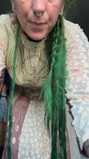 I bought this dress from vinted a while ago but I wasn’t sold on it being a dress for me as it is…I love the skirt, I love the back but all the embellishments aren’t really my cup of tea…Mr TKW kinda likes it, says I look like an Egyptian High Priestess…but should the embellishments stay or go?? 🧙‍♀️🌿 | The Kitchen Witch