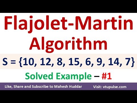 1. Flajolet Martin Algorithm Example | FM Solved Example | Big Data Analytics by Vidya Mahesh Huddar