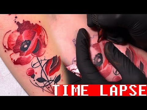 Poppy flower - Tattoo time lapse