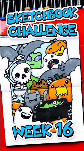 Week 16 sketchbook challenge: pet Halloween! 🎃 🐶 #artforkidshub