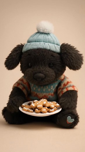 Forget the cookies… Aspen is the real après-ski treat. Join Aspen and the mini guide dogs for a Winter Adventure! 🦮 Tactile braille stitched name on her ear ❄️ Fuzzy hat 🧶 Snuggly Woven Sweater 🧤Mitten detail on paw Only here for a limited time. 100% of profits donated. | Two Blind Brothers