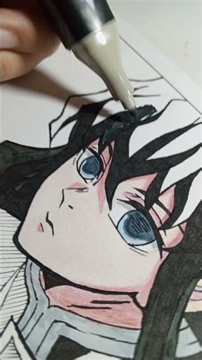 🌊Colored Drawing of Muichiro Tokito | Mist Hashira Demon Slayer Art #shorts #demonslayer #art #draw