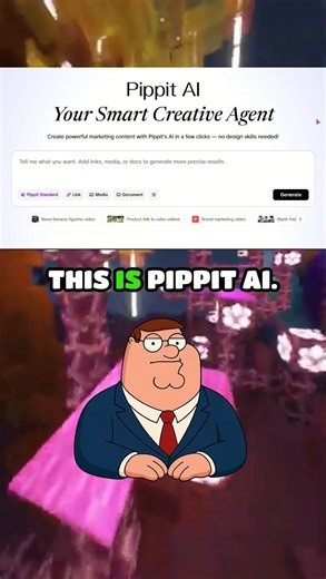 Peter Griffin (Coding Expert) on Instagram: "AI content → full-time income w/o showing your face! Pippit AI = faceless video agent magic. 🚀💰📱 Process: Prompt + product (earbuds) + ref video → AI picks avatar, writes script, adds visuals/captions, exports ready-to-post UGC. No camera, mic, lighting needed! Post consistently → millions of views, brands pay for promotions. 💸✨ Stewie: “AI talks + markets, I collect $$!” Faceless pages crushing it. Complete automation. Like + comment “pippit” — D
