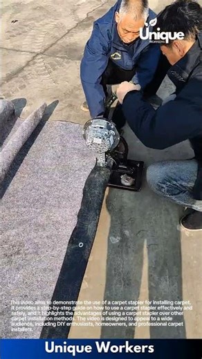 Carpet stapler in action: installing carpet with a pneumatic stapler