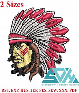 Indian Head Embroidery Design: Machine Stitch File (digital Download) - Etsy