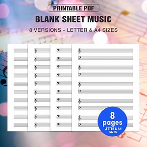Partitions vierges sur papier, Partitions vierges pour piano, Papier vierge pour manuscrits, Papier à musique imprimable, Portées vierges, Partitions imprimables - Etsy France