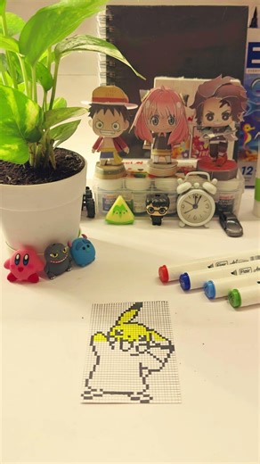 Drawing Pikachu Pixel Art (Step by Step) 🎨 #pixelart #pikachu#shorts