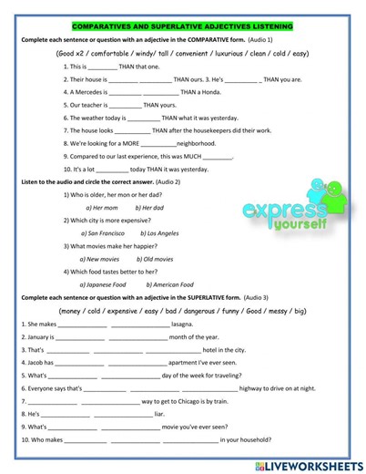 Listening Activity online worksheet for 10th