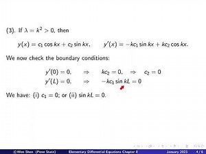 V8-11: Eigenvalue problems example with Neumann Boundary Conditions; Elementary Differential eqns