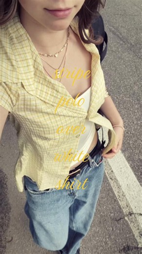 Striped polo over white shirt styling tips