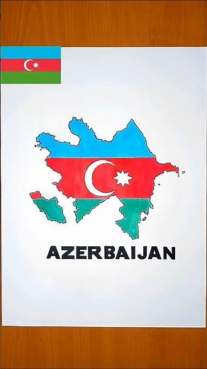 Drawing Azerbaijan map 🇦🇿| How to draw Azerbaijan map #shorts #azerbaijan #geography #art #viral
