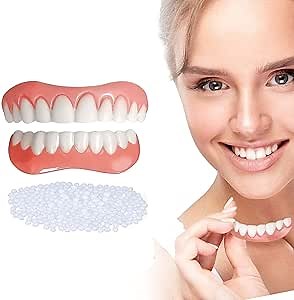 Braces Snap On Instant Perfect Smile veneers Dentures Comfort Fit Flex Teeth veneers - Denture for Top and Bottom Teeth to Make White Tooth Beautiful Neat