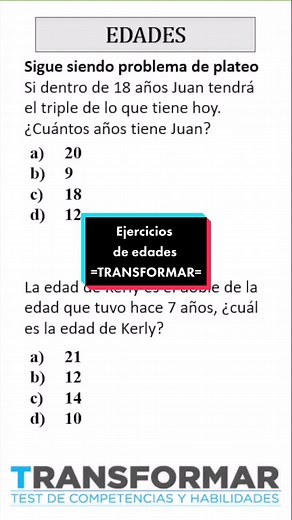 Ejercicios de Edades: Planteo y Razónamiento Matemático
