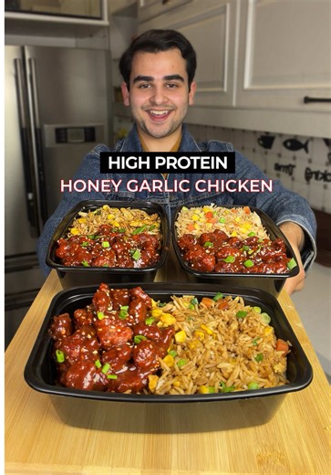 High Protein Crispy Honey Garlic Chicken Fried Rice Recipe