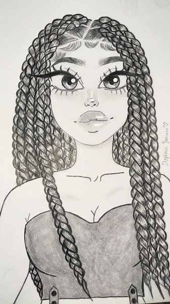 Baddie Hairstyles Drawings - Box Braids Drawing Tutorial