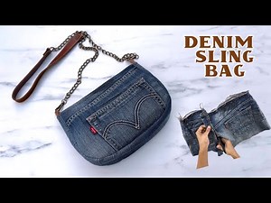 sewing diy small denim shoulder bag from old jeans , diy denim sling bag patterns ,diy jeans bag