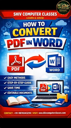 SHIV COMPUTER CLASSES on Instagram: "How to convert pdf into world @shiv.computer.classes #tech #computerclasses #shortcut #digitallearning #computerworkdesign"