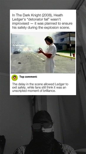 In The Dark Knight 2008, Heath Ledger's famous detonator fail moment