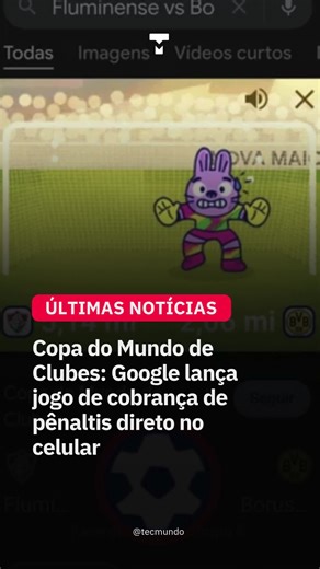 Mais uma vez, o Google trouxe de volta o joguinho Mini Cup ao buscador mais famoso do mundo. A brincadeira interativa celebra o início da Copa do Mundo de Clubes da FIFA e está disponível exclusivamente para dispositivos móveis. Desta vez, a Mini Cup não aparece na página inicial como um Doodle tradicional. Para acessá-la, é preciso pesquisar por “Copa do Mundo de Clubes” no Google pelo celular. O botão para iniciar o jogo aparece no canto inferior direito da tela de resultados. A dinâmica é sim