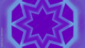 Geometric pattern of thin purple lines in the shape of a star with a light blue gradient running along them. Digital seamless loop animation. 3d rendering. 4K, Ultra HD resolution