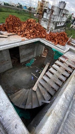 Curved stringer beam staircase construction process #construction #stairs #design