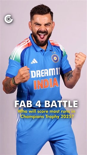 26K views · 300 reactions | Fab 4 face-off Who will score the most runs? (Cricket, Cricket Updates, Champions Trophy 2025, Steve Smith, Virat Kohli, Joe Root, Kane Williamson, CricTracker) | CricTracker | Facebook