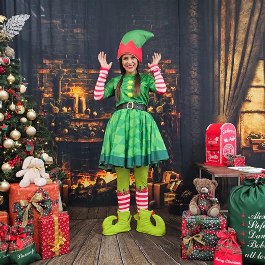 Christmas Elf Costume for Women: Green Elf Suit With Hat, Pants, Shoes, Belt - Etsy