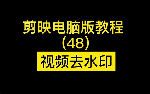剪映电脑版教学(48)视频去水印