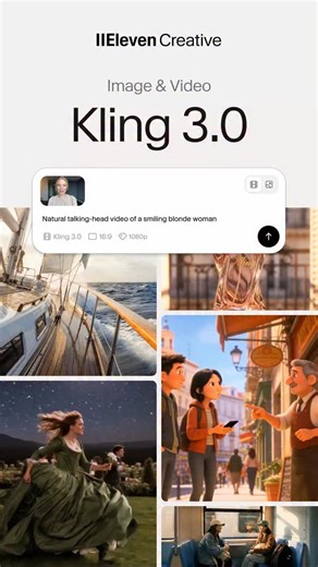 Kling 3.0 is live in ElevenLabs. Comment "Kling" and we’ll DM you the link. Supporting up to 15 second videos, consistent characters, multi-angle scenes, and fully integrated audio-visual generation. Kling’s latest model is their most advanced yet. Try it out today in ElevenLabs. | ElevenLabs