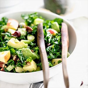 699K views · 22 reactions | A massage and kale, just what the doctor ordered! This fresh and healthy kale salad is made with kale that is massaged until it is tender. Then it is tossed with apples, avocado, pecans, dried cranberries and vinaigrette. It is vegan and only 212 calories per 2 cup serving. RECIPE HERE: https://www.healthyseasonalrecipes.com/massaged-kale-salad-with-apple/ | Healthy Seasonal Recipes | Facebook